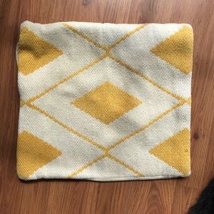 Mustard Yellow and Cream Knitted Pillow Cover